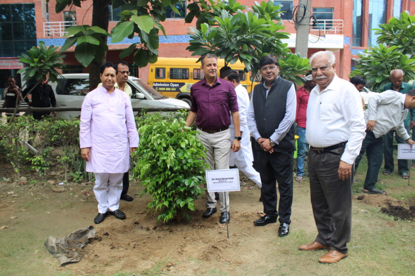 Goel Group of Institutions, 18th Foundation Day, Plantation Day, tree plantation, 500 plants, faculty participation, staff participation, environmental awareness, TB elimination, PoshanPotli distribution, Nutrition Kits, PRADHANMANTRI TB MUKT BHARAT ABHIYAN, National TB Elimination Programme, NTEP, TB patients, nutrition support, TB recovery, TB awareness, Central Hall, Sri Ashok Agarwal, MLC Sandila, Vishal Vikram Singh, Addl. SP STF, Mahesh Kumar Agarwal, Chairman GGI, Murari Lal Agarwal, Vice Chairman, Samarth Goel, CEO GGI, Directors GGI, Heads of Departments, Dr. A.K. Singhal, District TB Officer, Shahnawaz, Senior Treatment Supervisor, Saumitra Mishra, District PPM Coordinator, Health Department, community health, social responsibility, government collaboration.