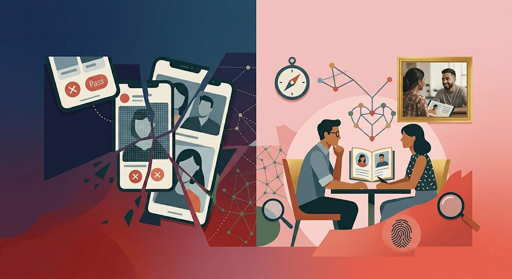 millennials, Gen Z, dating apps, matchmaking platforms, dating fatigue, modern relationships, Indian youth, marriage market, online dating decline, swipe culture, relationship trends, cultural values, social acceptance, digital matchmaking, privacy and security, divorce rates, remarriage, compatibility, traditional matchmaking, startup ecosystem, consumer behavior, urban India, relationship expectations, commitment, technology in relationships